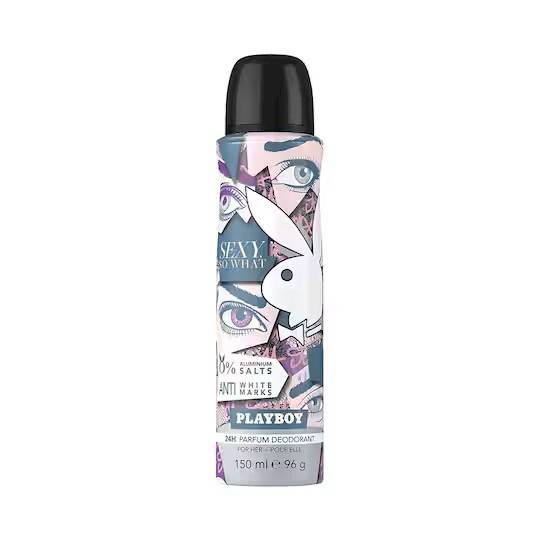 PLAY BOY - SEXY SO WHAT -0 % ALMINIIUM SALTS - ANTI WHITE MARKS - 24H PARFUM DEODRANT - FOR HER - POUR ELLE