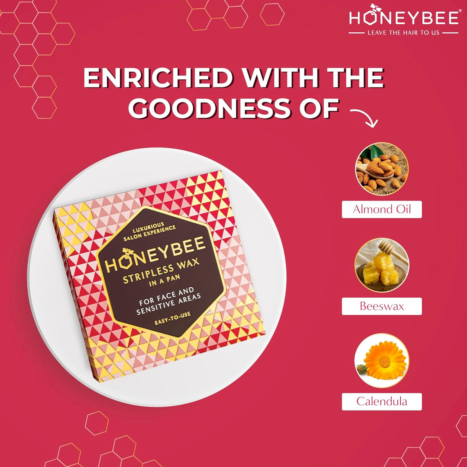 HONEYBEE - STRIPLESS - WAX IN A PAN - FOR FACE & SENSITIVE AREAS - EASY - TO - USE