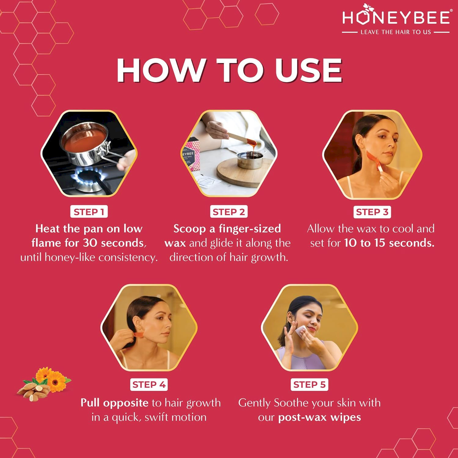 HONEYBEE - STRIPLESS - WAX IN A PAN - FOR FACE & SENSITIVE AREAS - EASY - TO - USE