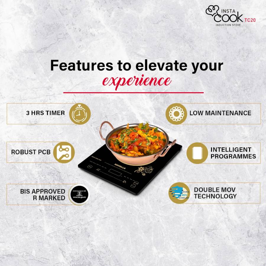 HAVELLS - INSTA COOK - INDUCTION COOK -TC20 - 2000W