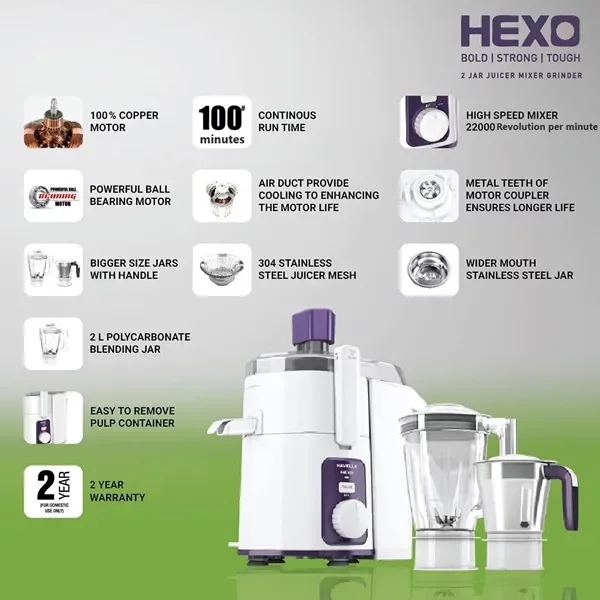 HAVELLS - HEXO 2 JAR - JUICER MIXER GRINDER