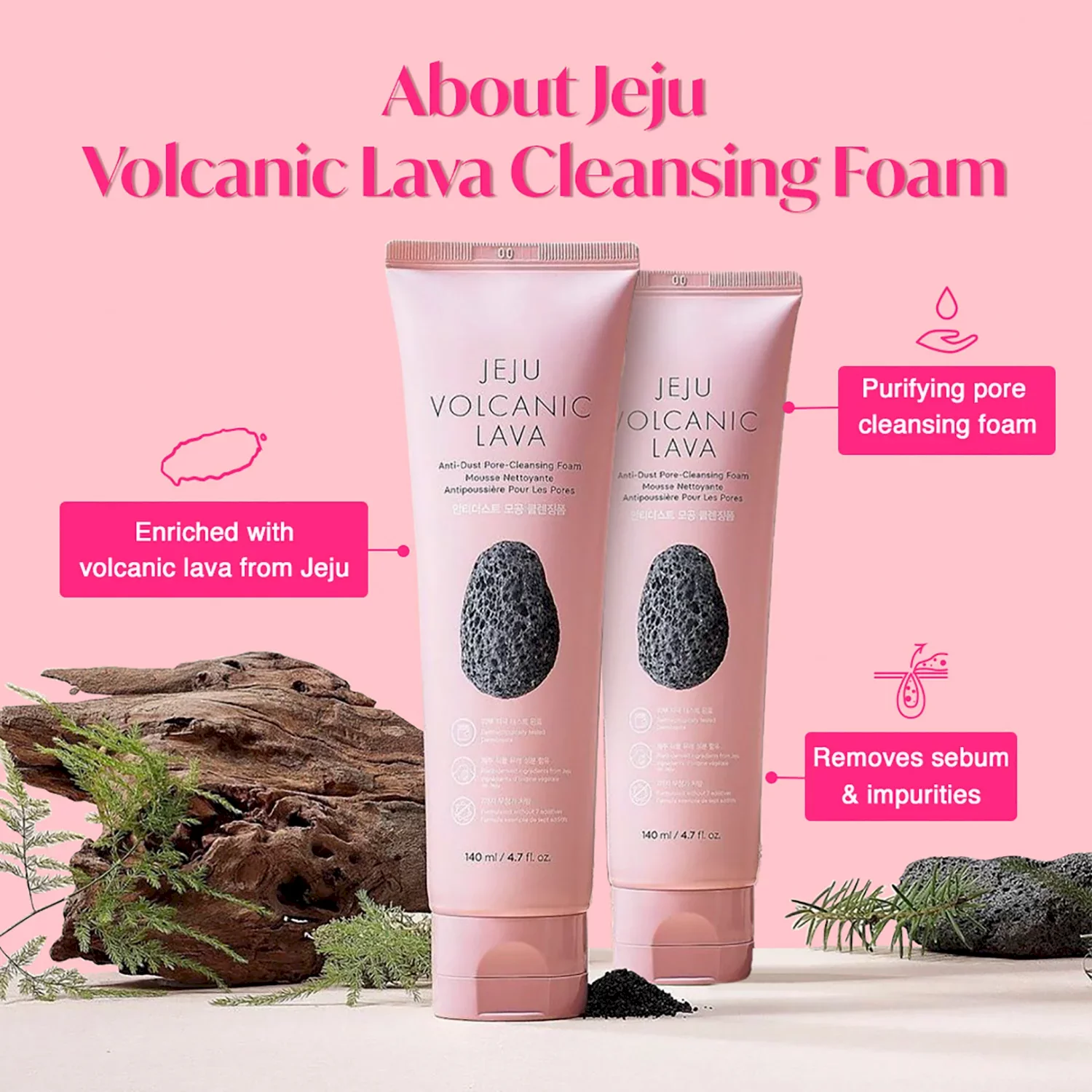 THE FACE SHOP - Jeju Volcanic Lava - Cleansing Foam