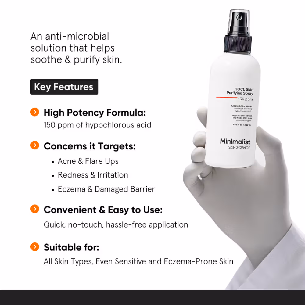 MNIMALIST - HOCL SKIN - PURIFYING SPRAY - 150 PPM - FACE & BODY SPRAY