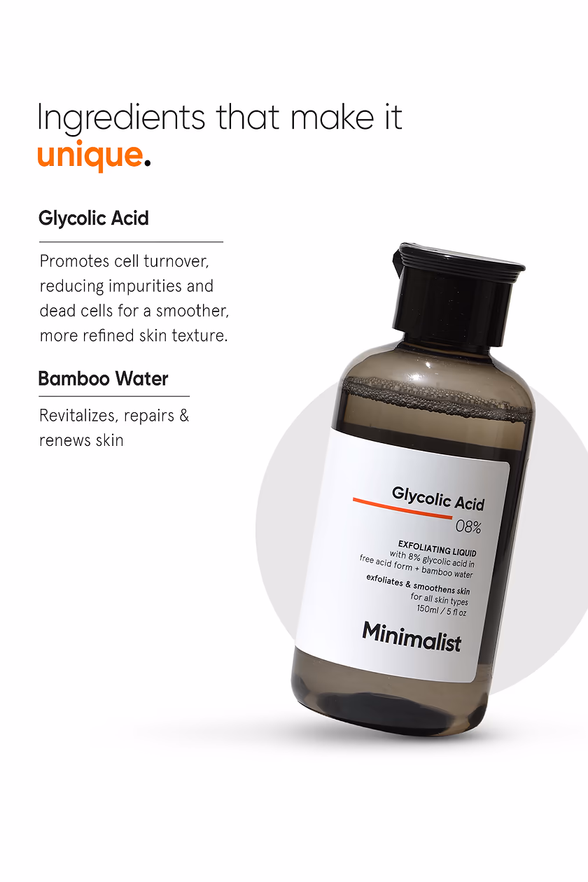 MINIMALIST - GLYCOLIC ACID 08% - EXFOLIATING LIQUID