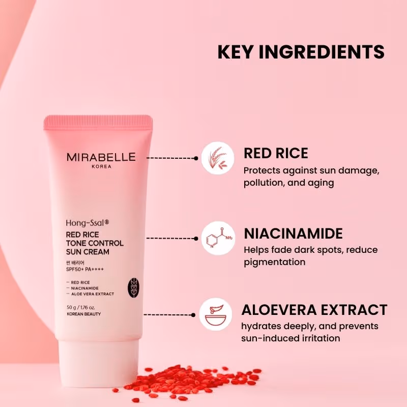 Mirabelle Korea - Red Rice - Sun Cream SPF 50+ PA++++