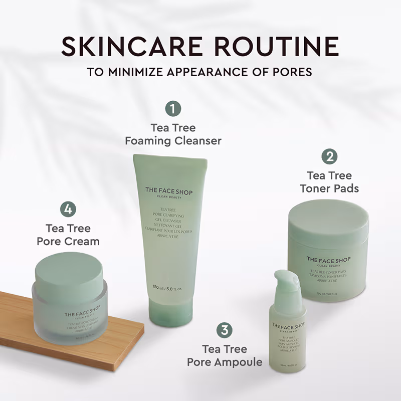 The Face Shop Tea Tree Pore Cream - Korean Moisturizer with AHA, Salicylic Acid (BHA) & PHA for Acne