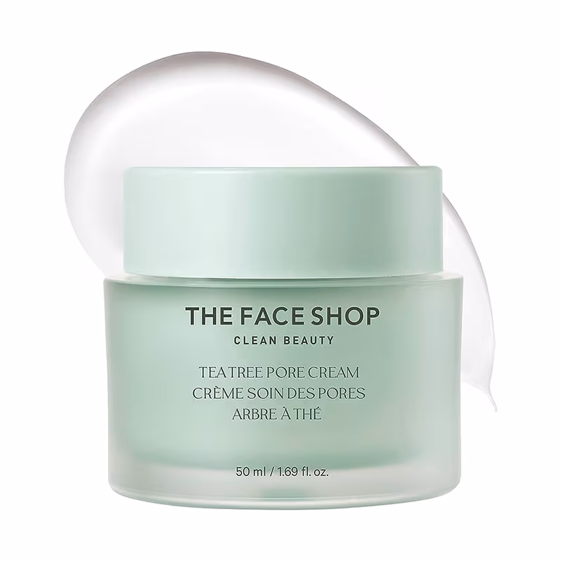 The Face Shop Tea Tree Pore Cream - Korean Moisturizer with AHA, Salicylic Acid (BHA) & PHA for Acne