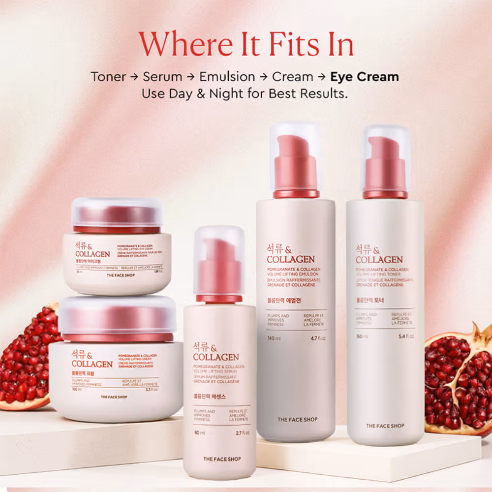The Face Shop - Collagen & Pomegranate Korean - Under Eye Cream for Dark Circles & Wrinkles