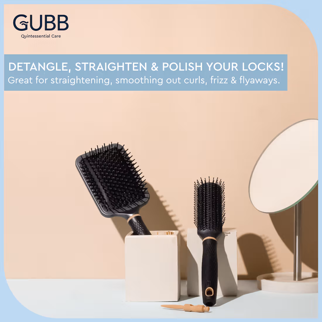 GUBB - Elite - Paddle Brush With Pin -For Detangle & Straighten Hai