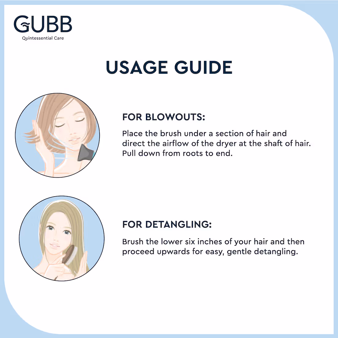 GUBB - Elite - Paddle Brush With Pin -For Detangle & Straighten Hai