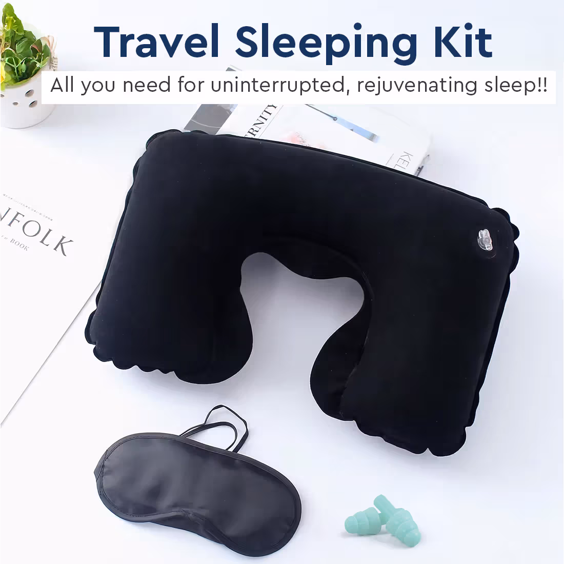 Gubb - Travel Sleeping Kit - Sleeping Pillow for Travelling, Eye Cover Mask for Sleeping