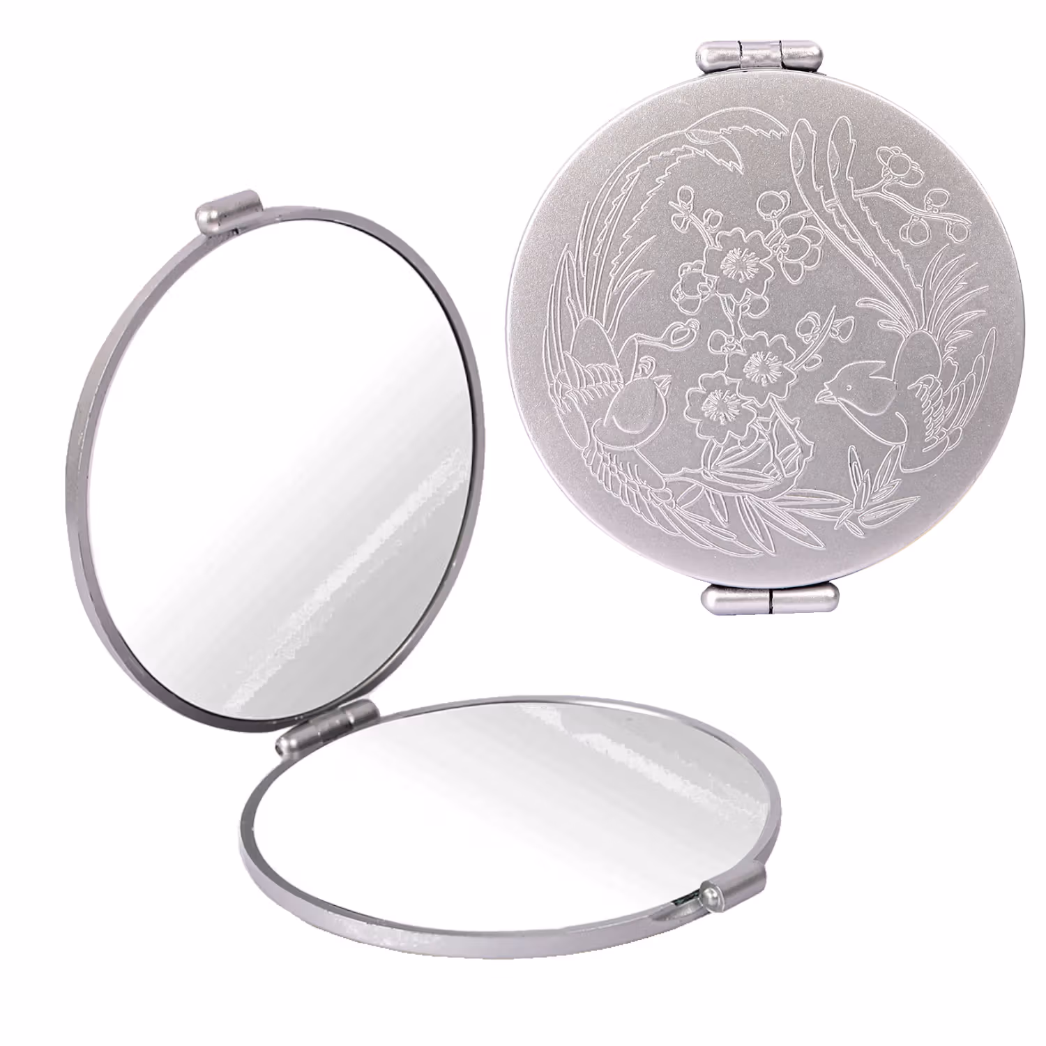 Gubb - Travel Mirror Compact - Cosmetic Bag Mirror - Women Magnifying Mirror for Makeup 5X - Silver