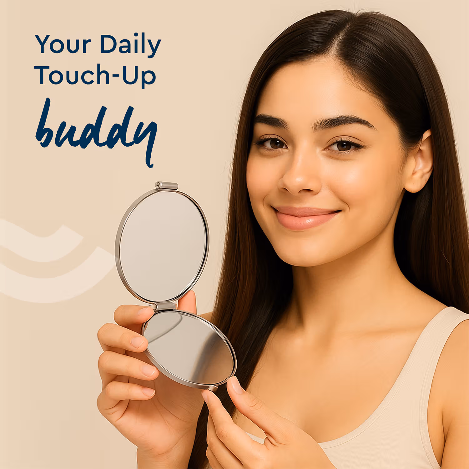 Gubb - Travel Mirror Compact - Cosmetic Bag Mirror - Women Magnifying Mirror for Makeup 5X - Silver