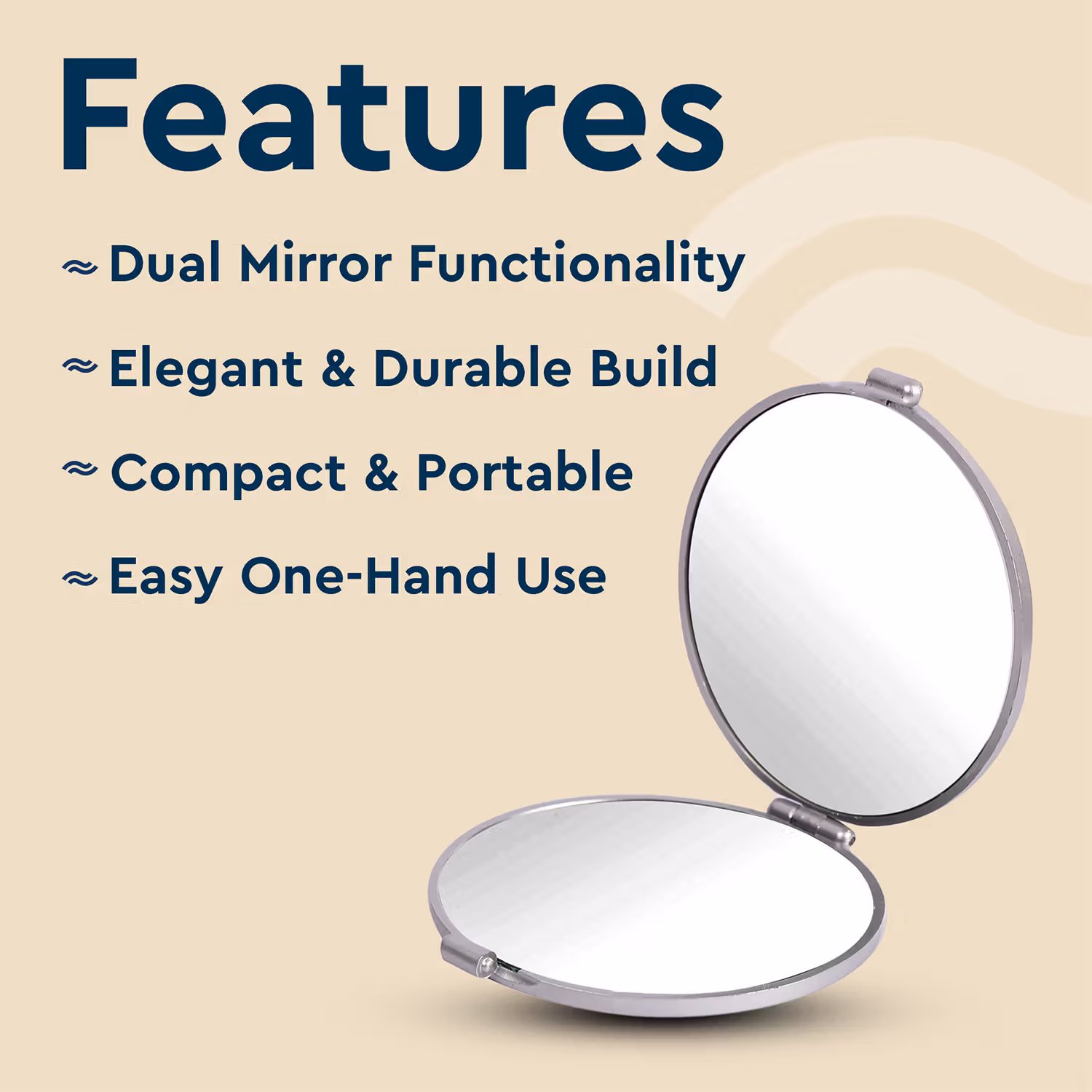 Gubb - Travel Mirror Compact - Cosmetic Bag Mirror - Women Magnifying Mirror for Makeup 5X - Silver
