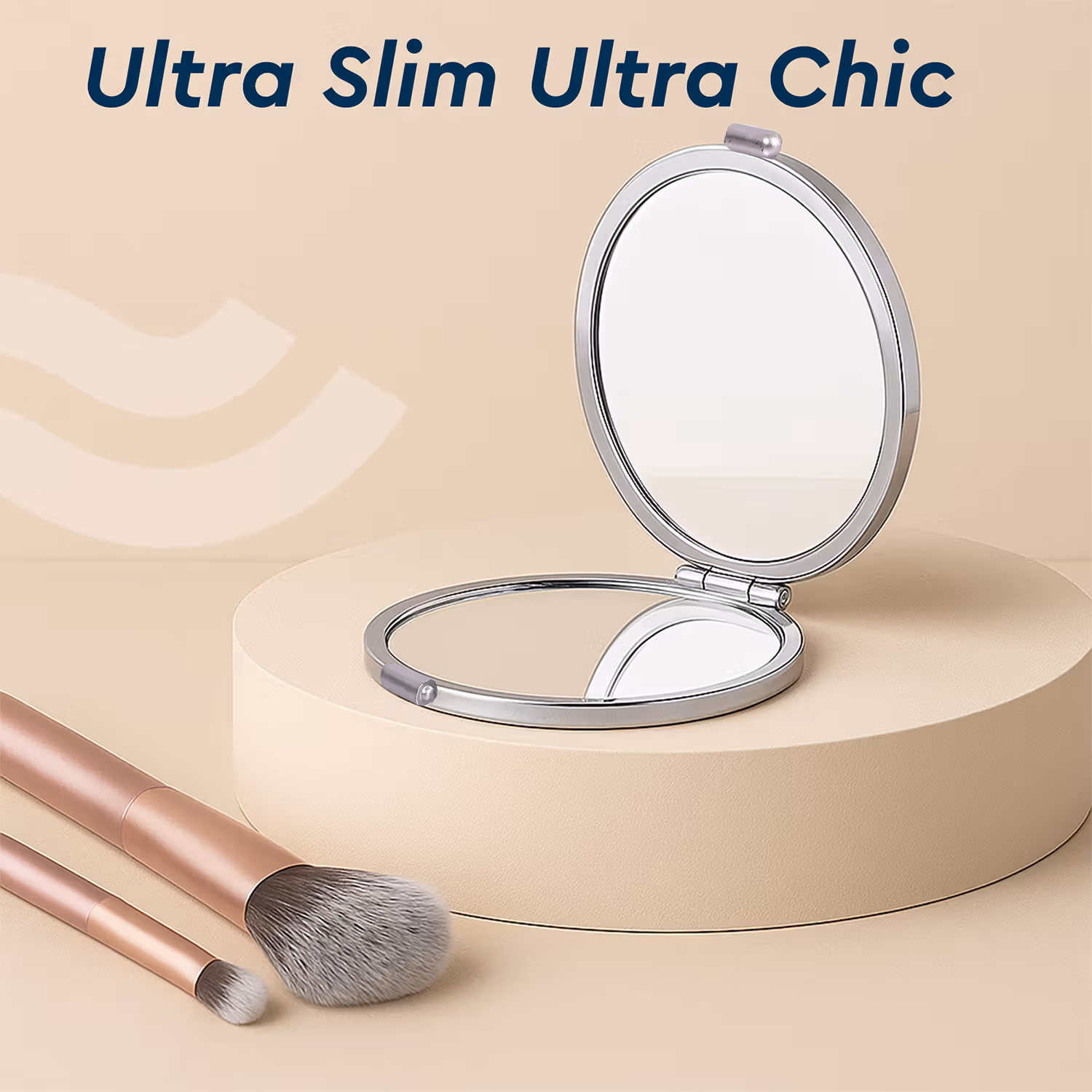 Gubb - Travel Mirror Compact - Cosmetic Bag Mirror - Women Magnifying Mirror for Makeup 5X - Silver