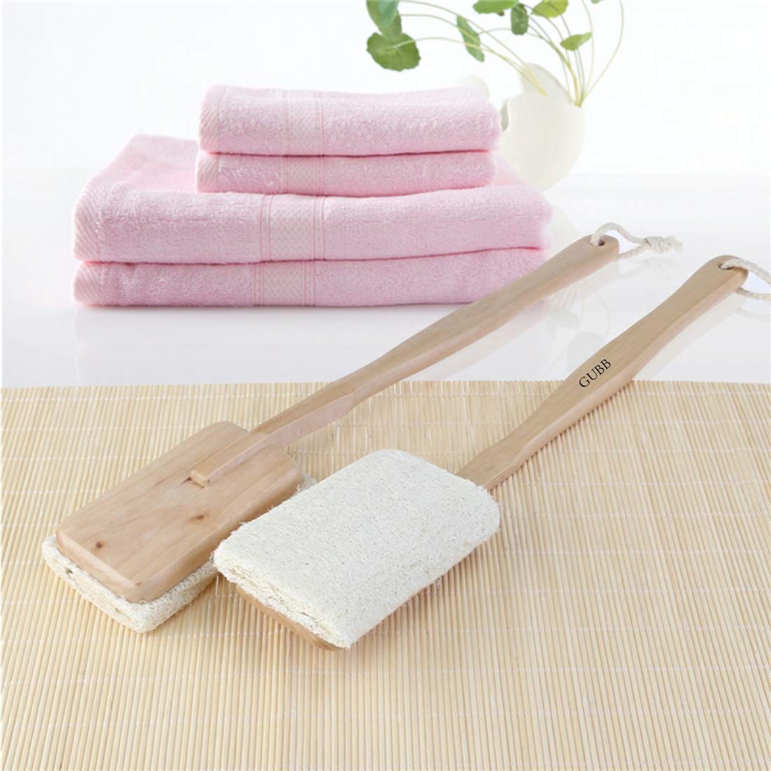 Gubb - Natural Loofah - With Detachable Wooden Handle - Exfoliating Bath Brush