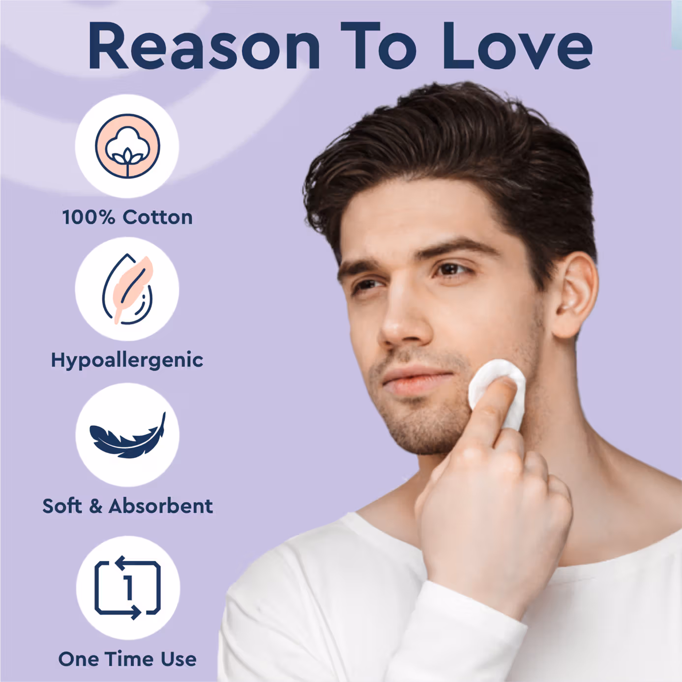 Gubb - Cotton Pads - Hypoallergenic 100% For Face Cleansing, - Makeup Remover Cotton Pads Embossed