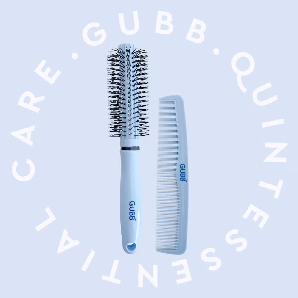 Gubb - Santorini Hues - Grooming Combo - (Round Hair Brush + Hair Comb)