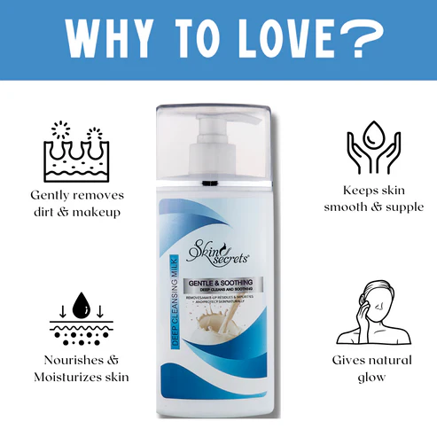 Skin Secrets - Deep Cleansing Milk - with Vitamin E Oil for - Gentle, Cleansed, Soft Skin