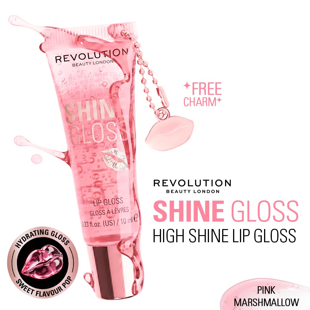 Makeup Revolution - Pink Marshmallow - Shine Gloss Lip Gloss - High Shine Non-Sticky Lip Gloss for Women