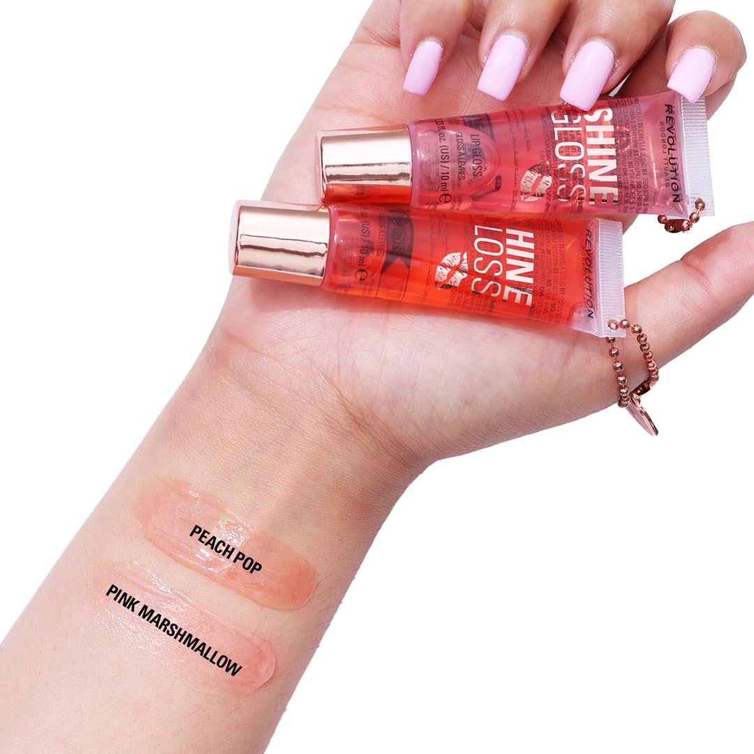 Makeup Revolution - Peach Pop - Shine Gloss Lip Gloss - High Shine Non-Sticky Lip Gloss for Women