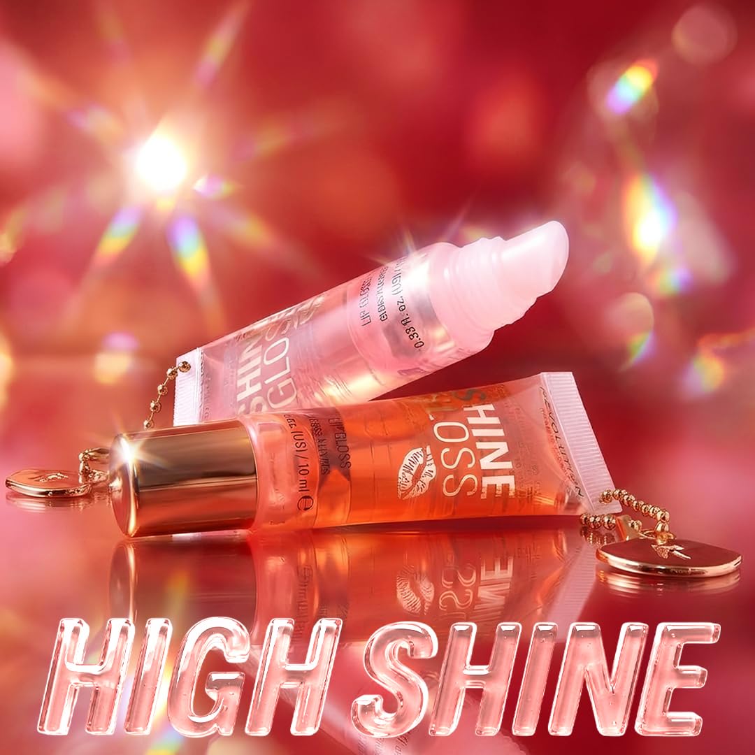 Makeup Revolution - Peach Pop - Shine Gloss Lip Gloss - High Shine Non-Sticky Lip Gloss for Women