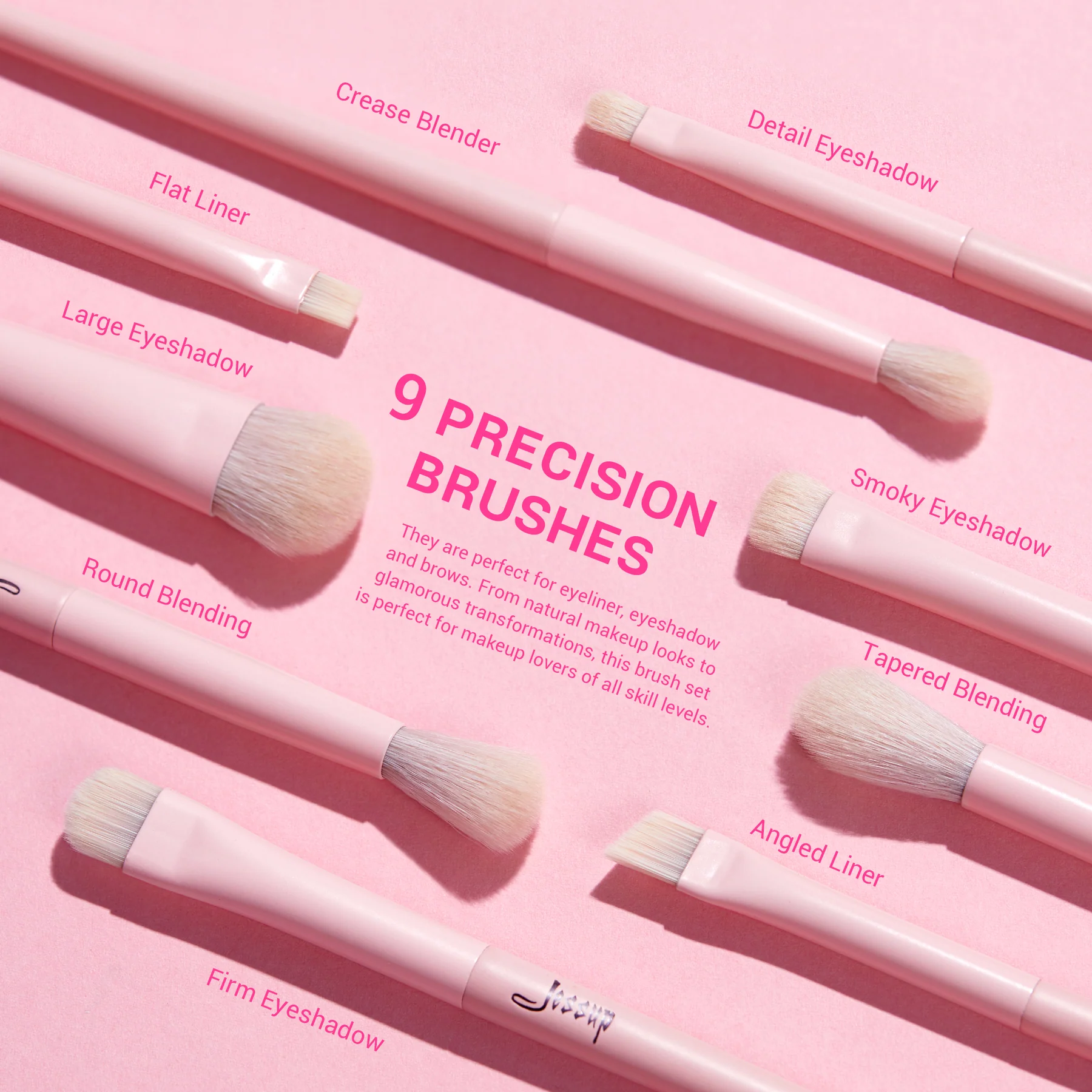 Jessup - Crystal Pink - Makeup Brushes Set Premium Vegan Collection IV