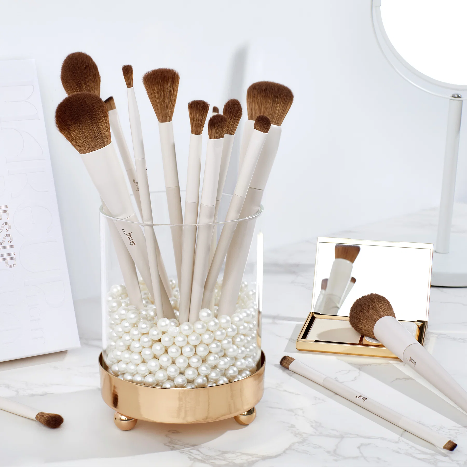 Jessup - Luxury Light Gray - 14Pcs Comprehensive Eye and Face Brush Set
