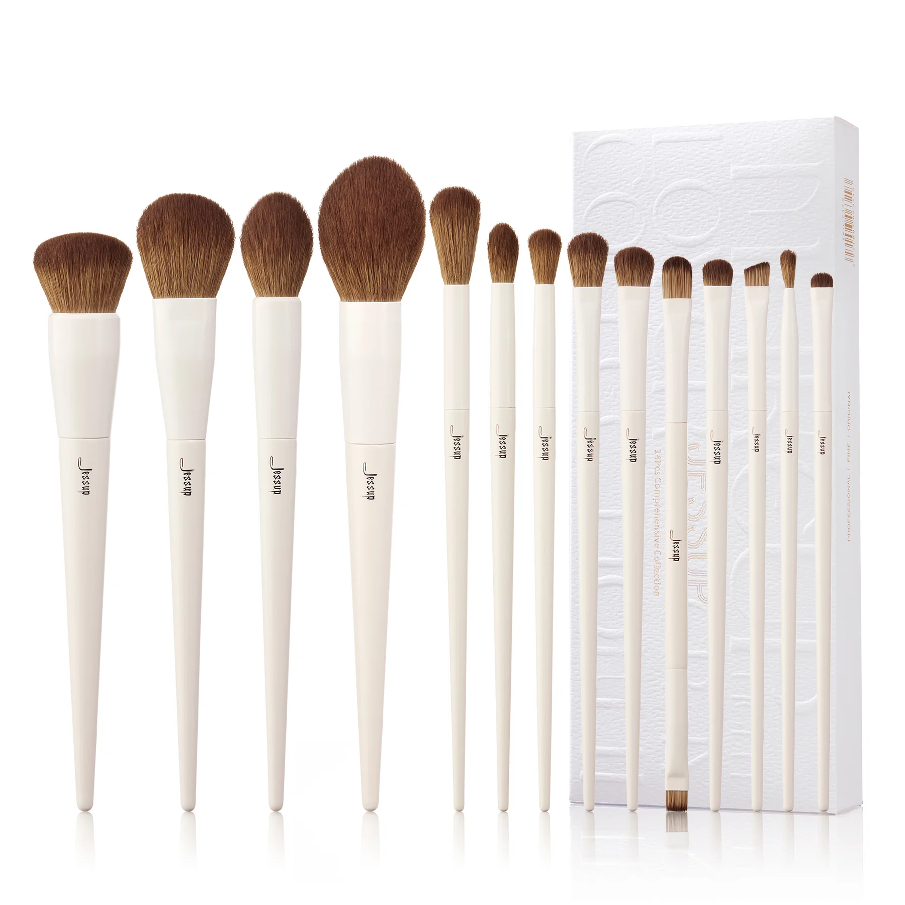 Jessup - Luxury Light Gray - 14Pcs Comprehensive Eye and Face Brush Set