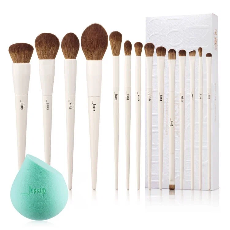 Jessup - Luxury Light Gray - 14Pcs Comprehensive Eye and Face Brush Set