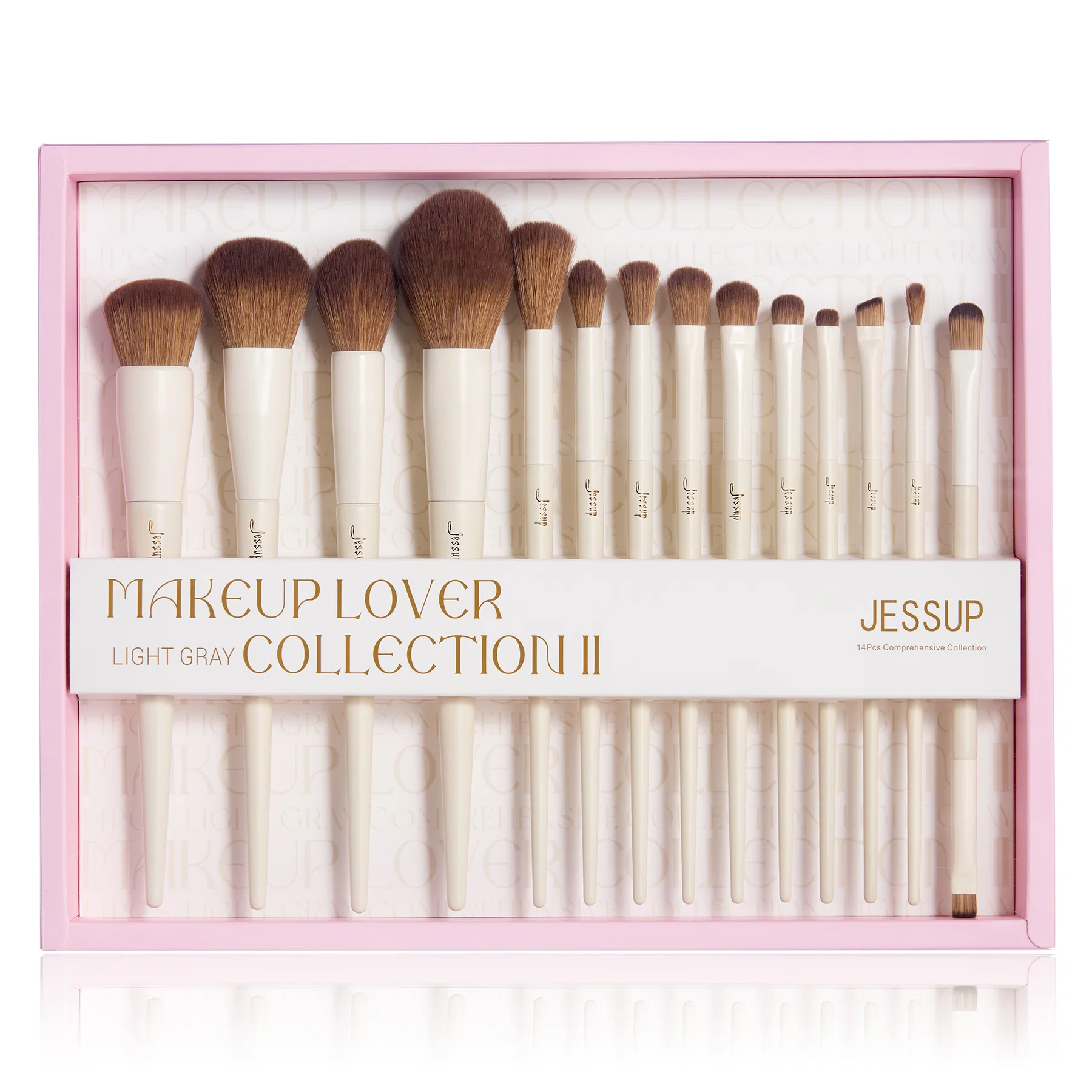 Jessup - Luxury Light Gray - 14Pcs Comprehensive Eye and Face Brush Set