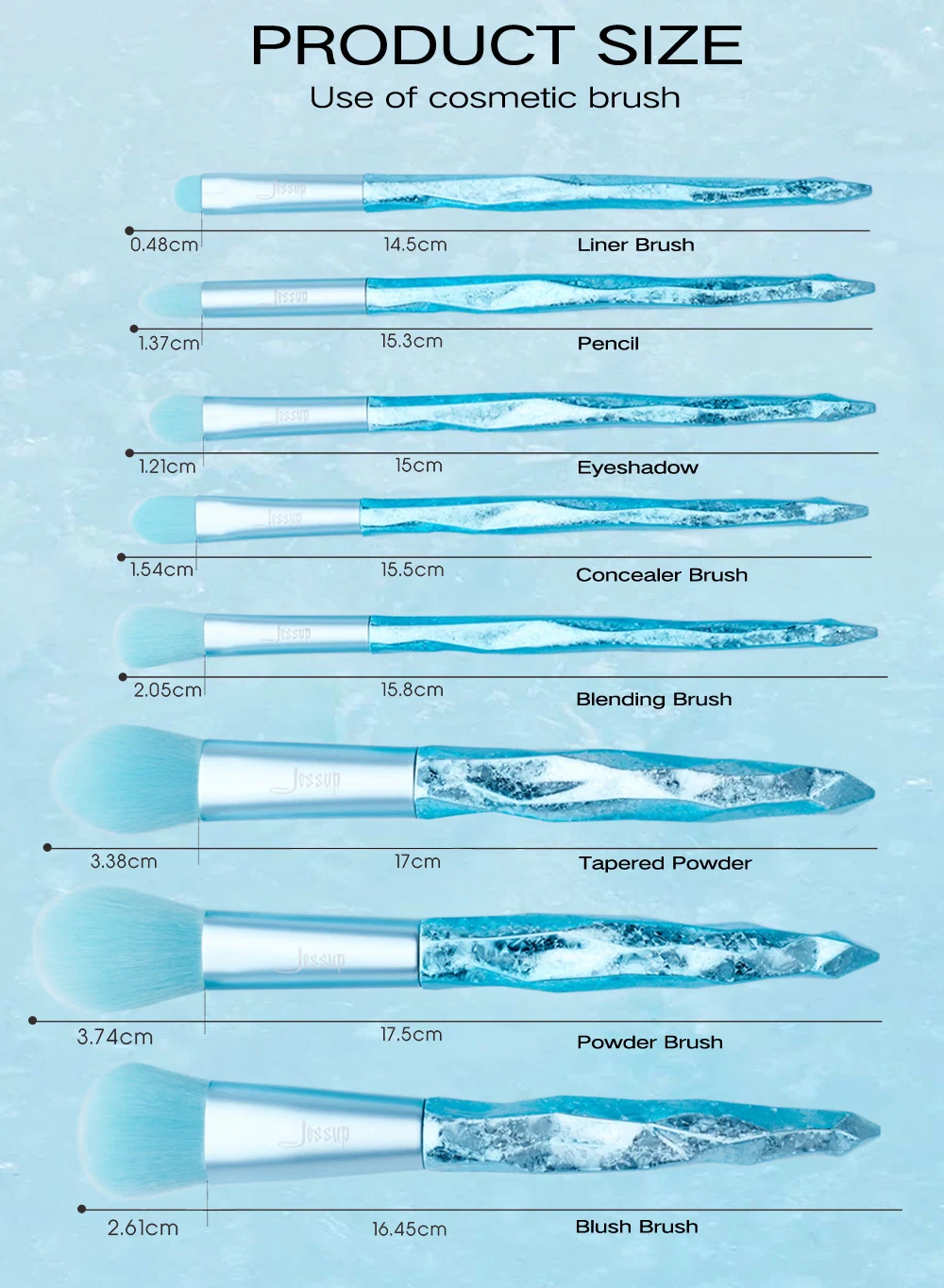 Jessup - Moreno - Glacier Blue 8Pcs Brush Set