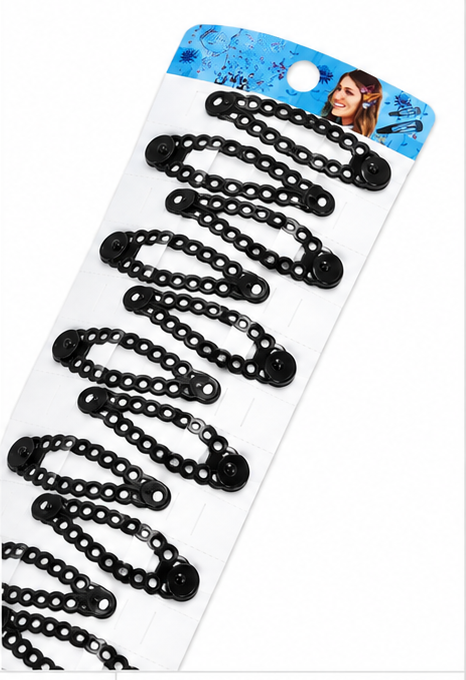 J.P High Profile - Oval Chain - Tic-Tac Pins-Hair Clips - Strip with 6 Pairs