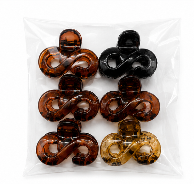 Birdware - S Shape Clip - Acrylic Material Stone For Women - Pack of 6 pcs
