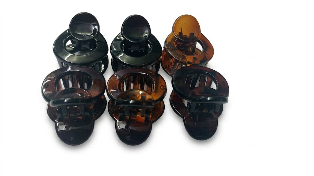 Birdware - Round Claw Clip - Acrylic Material Stone For Women - Pack of 6 pcs