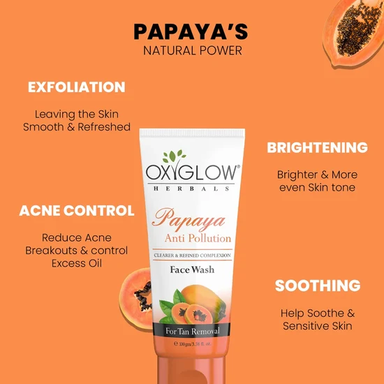 Oxyglow Herbals - Papaya Anti Pollution - Face Wash