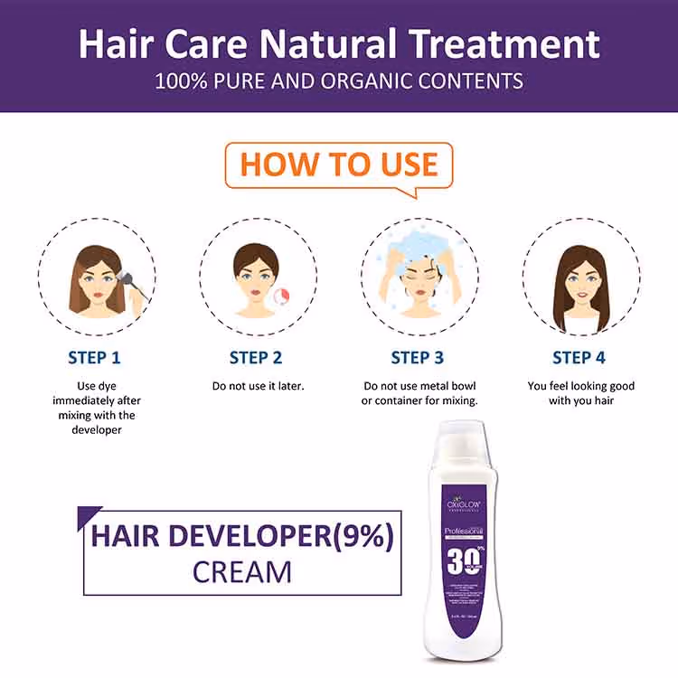 Oxyglow Herbals - Salon Professional Hair Color - Developer Cream 30 Volume (9%) Orange