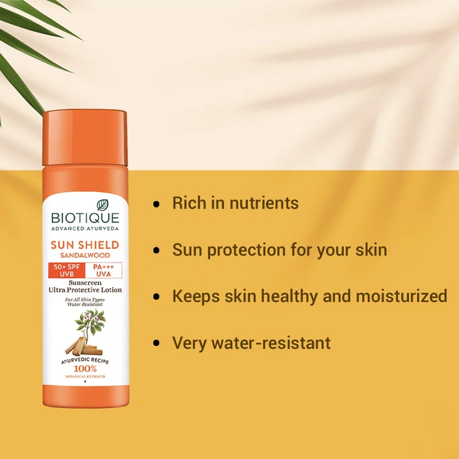 Biotique - Sandalwood - Sun Shield- 50+spf sunscreen lotion