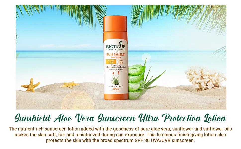Biotique - Aloe Vera - Sun Shield - 30+ spf Sunscreen Lotion