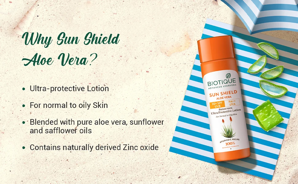 Biotique - Aloe Vera - Sun Shield - 30+ spf Sunscreen Lotion