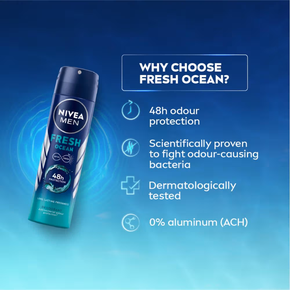 Nivea Men - Fresh Ocean - Deodorant, 48h Long lasting Freshness