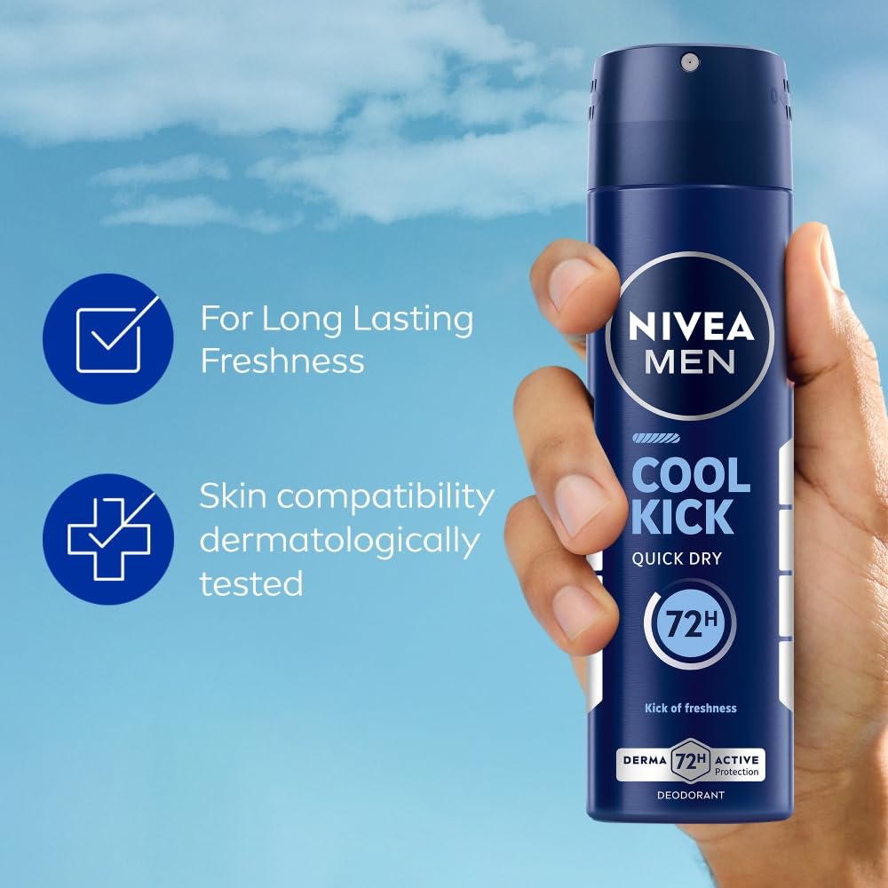 Nivea Men - Cool Kick - Quick Dry - Deodorant 72H Long lasting Freshness