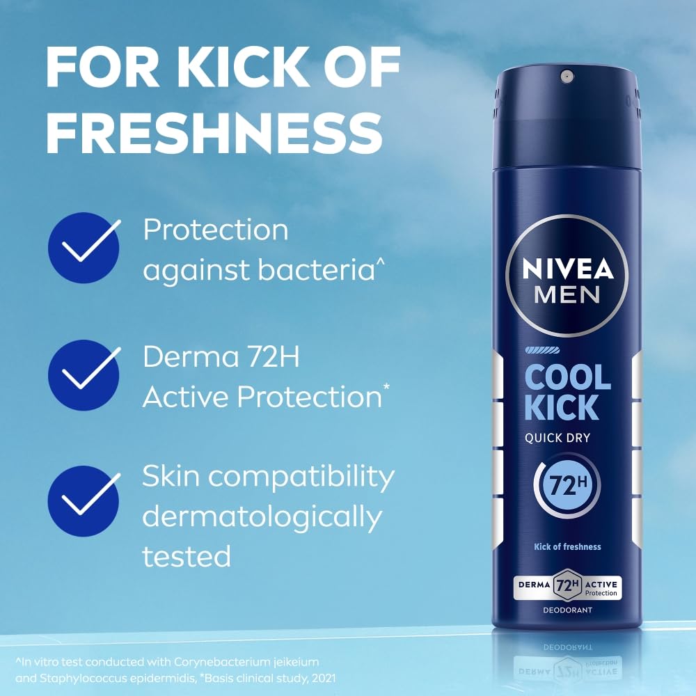 Nivea Men - Cool Kick - Quick Dry - Deodorant 72H Long lasting Freshness