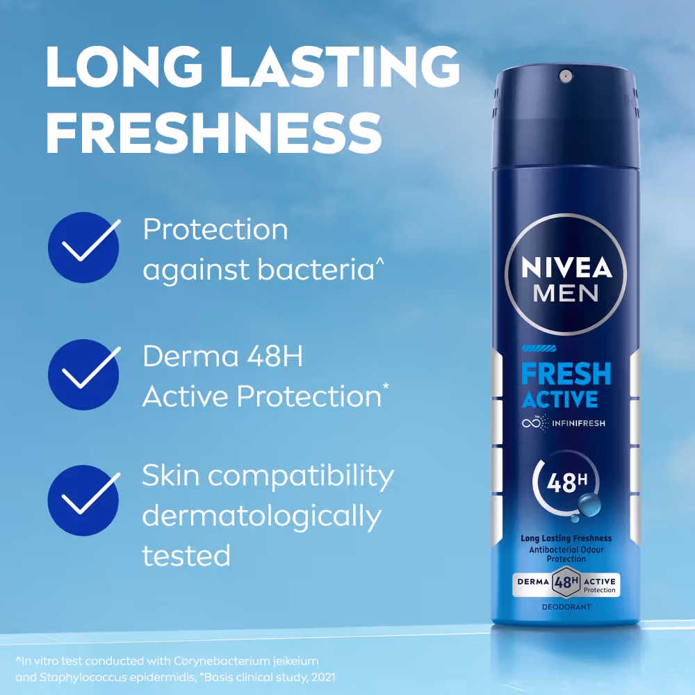 Nivea Men - Fresh Active - Deodorant, - 48h Long lasting Freshness