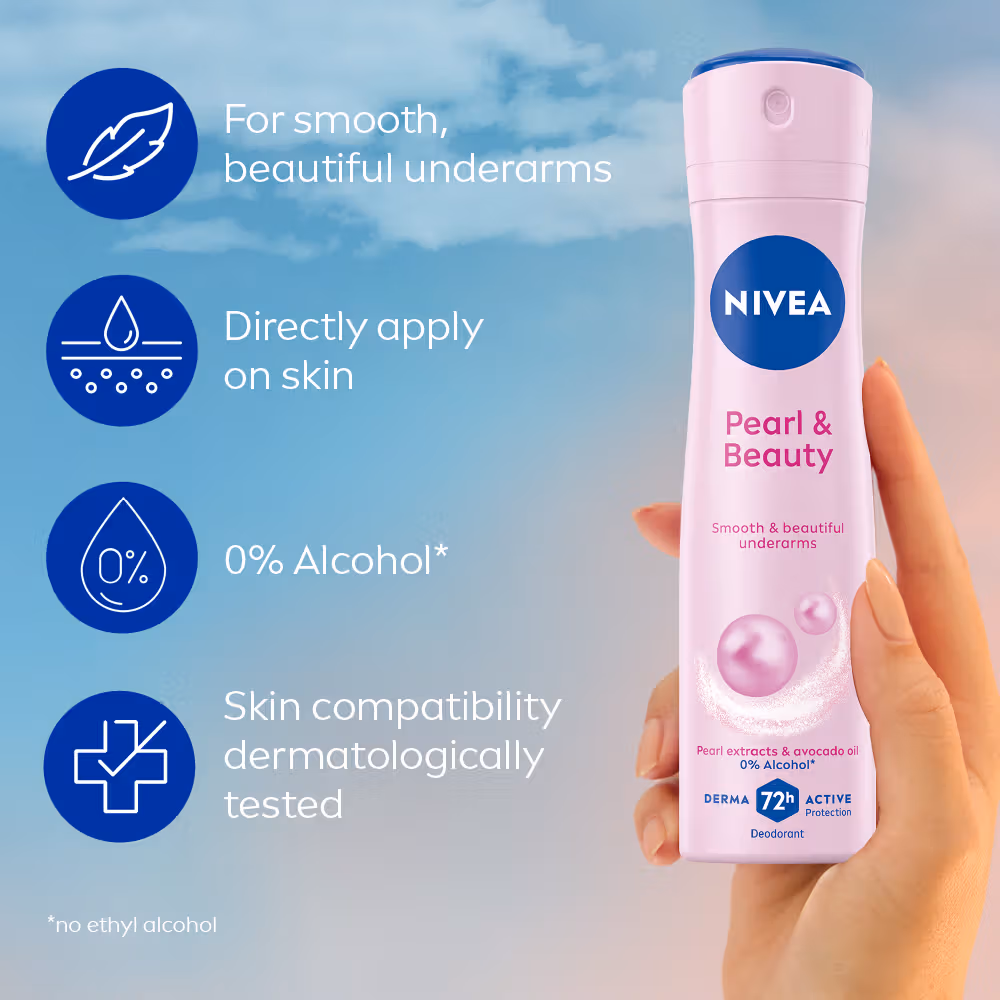 Nivea - Pearl & Beauty - Deo - Extracts & 0% Alcohol, For Smooth Underarms-48H Freshness and Odour Protection