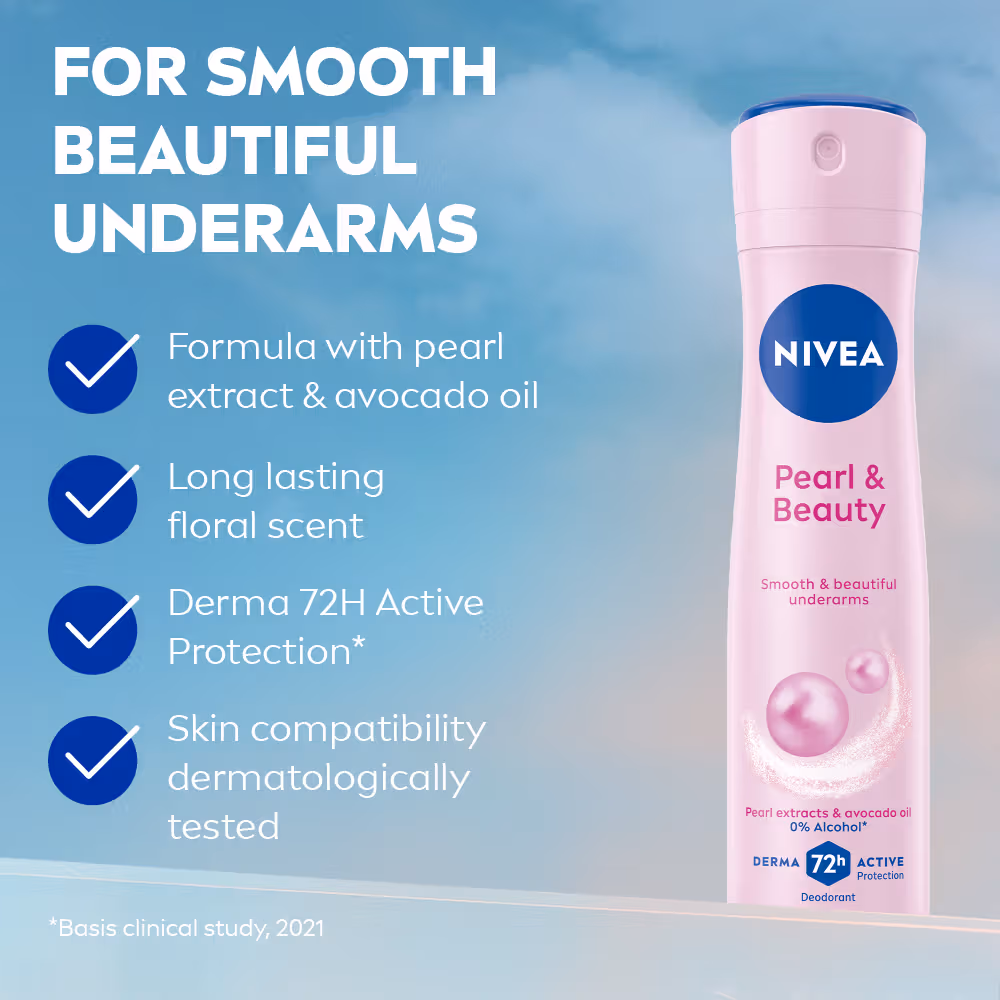 Nivea - Pearl & Beauty - Deo - Extracts & 0% Alcohol, For Smooth Underarms-48H Freshness and Odour Protection