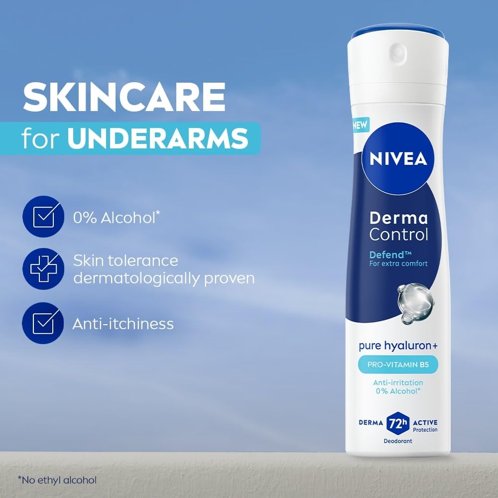 Nivea - Derma Control - Defend - Deodorant Spray | 0% Alcohol Deodorant