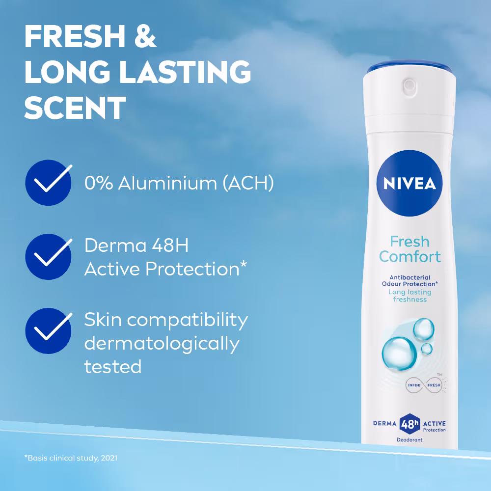 Nivea - Fresh Comfort - Deodorant, - Long Lasting Freshness & 48h Protection