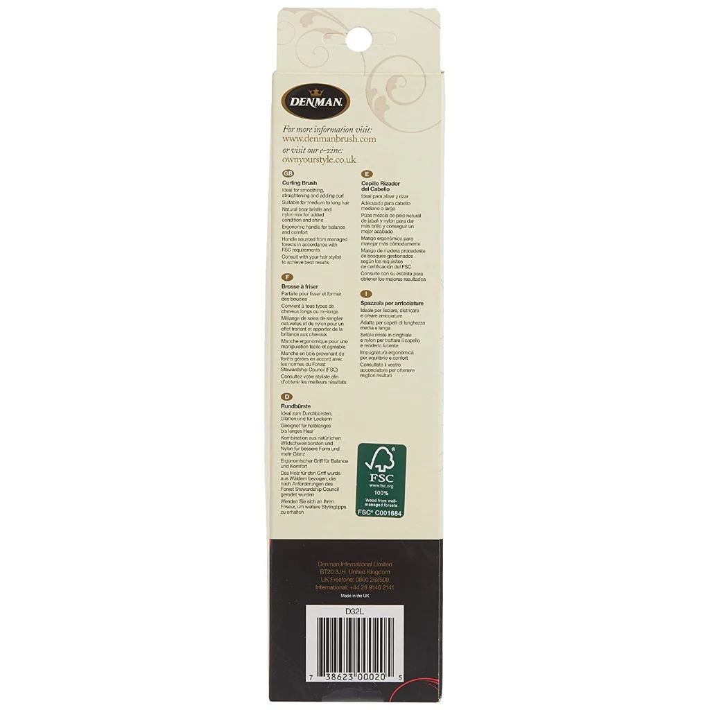 Denman - D-32L - Large-Wooden Curling Brush