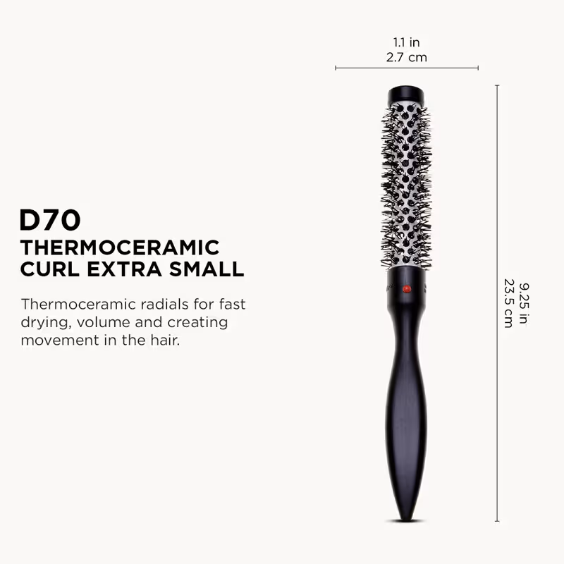 Denman - D70 - Extra Small - Hot Curl Brush 16Mm Black & White